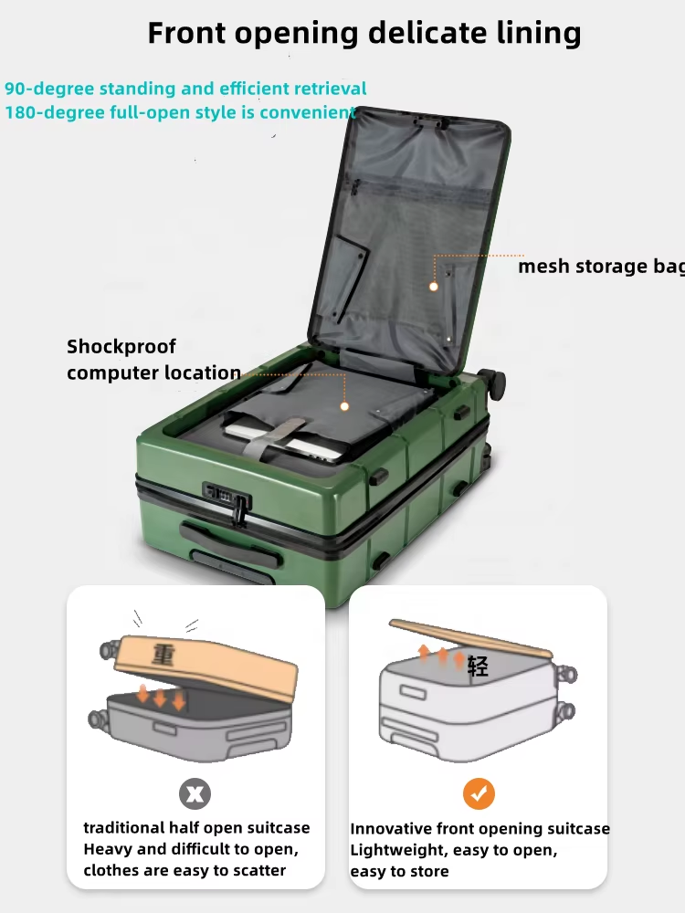 business-friendly 3-piece luggage with laptop compartment,front opening delicate lining business-friendly 3-piece luggage with laptop compartment,front opening delicate lining