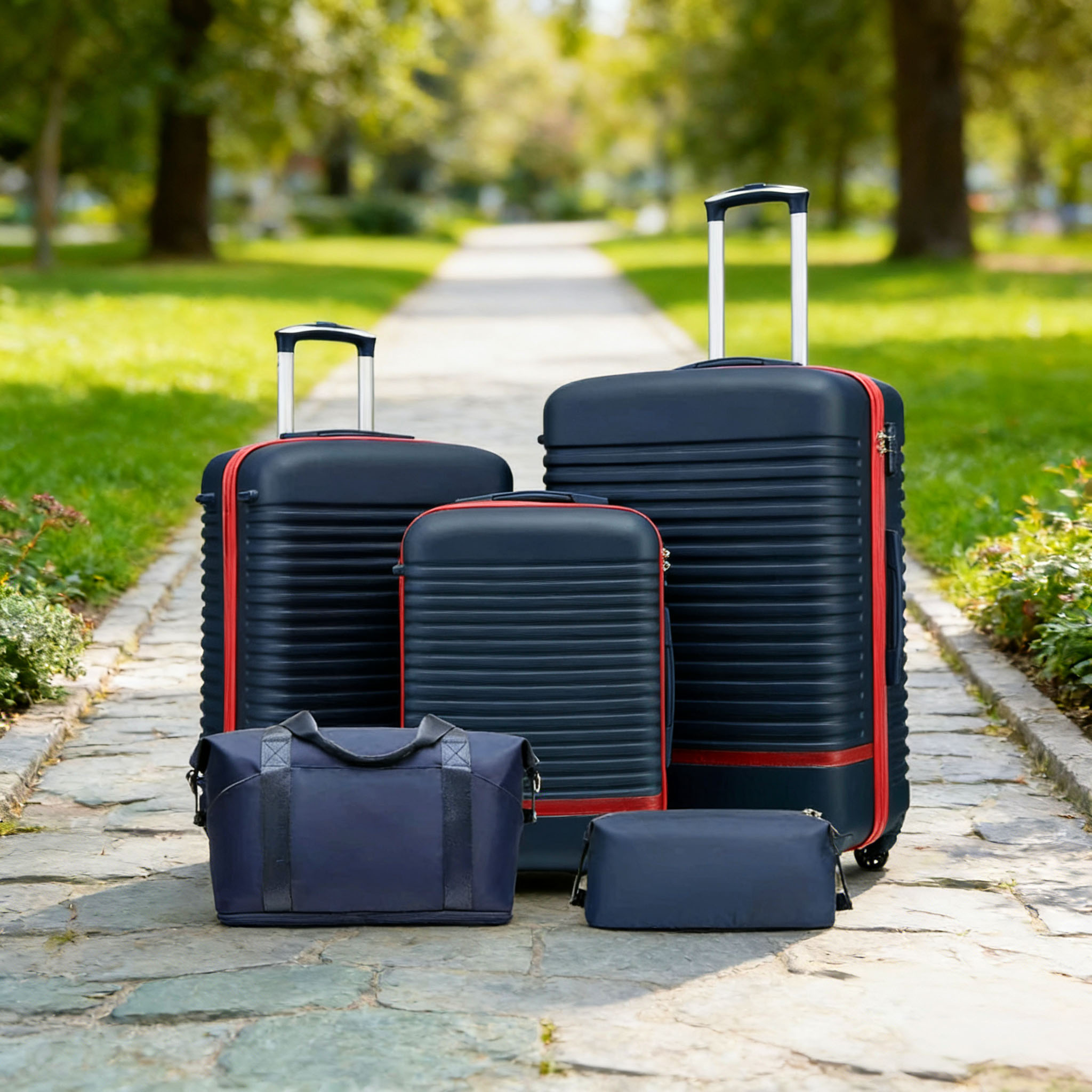 5-Piece Luggage Set with Handbag – Stylish Hard Shell Suitcases for Travel