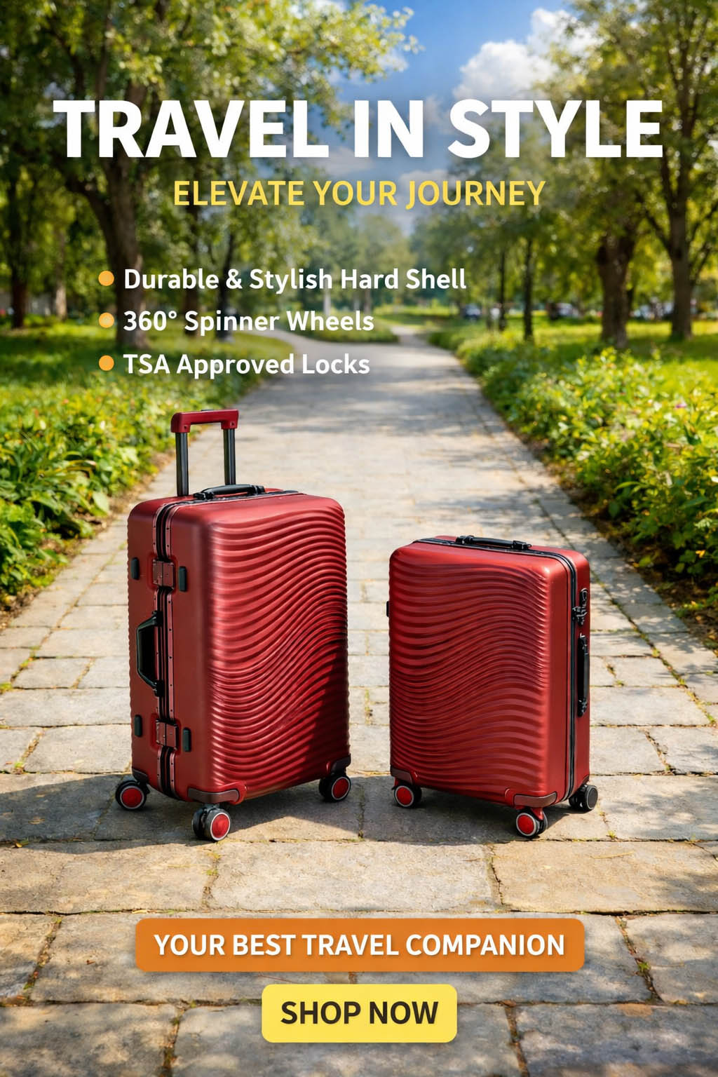 Stylish Aluminum Frame Suitcase with Smooth Spinner Wheels