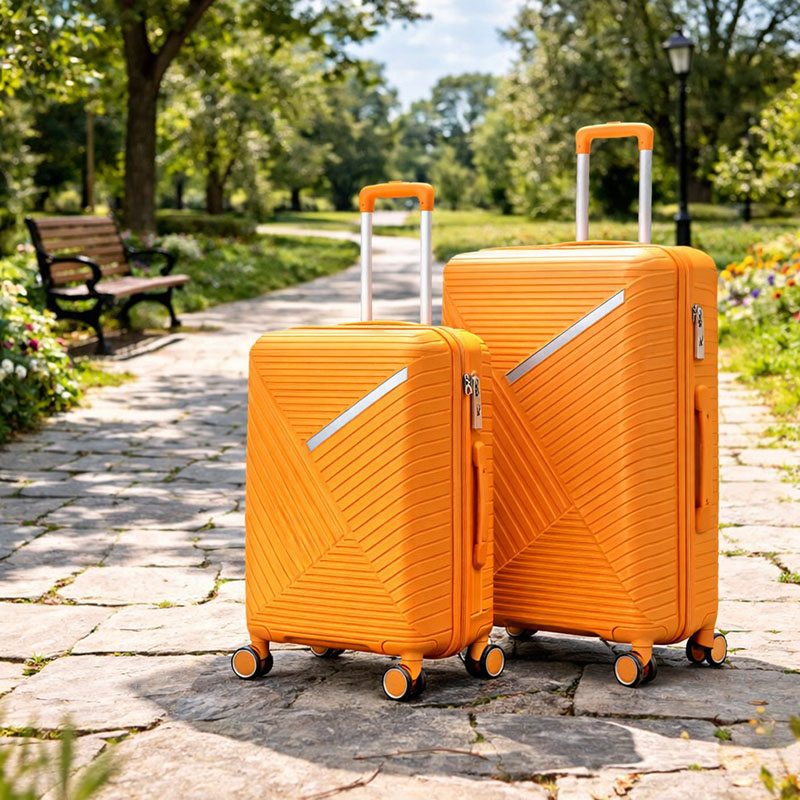 carry on luggage with front document sleeve in yellow
