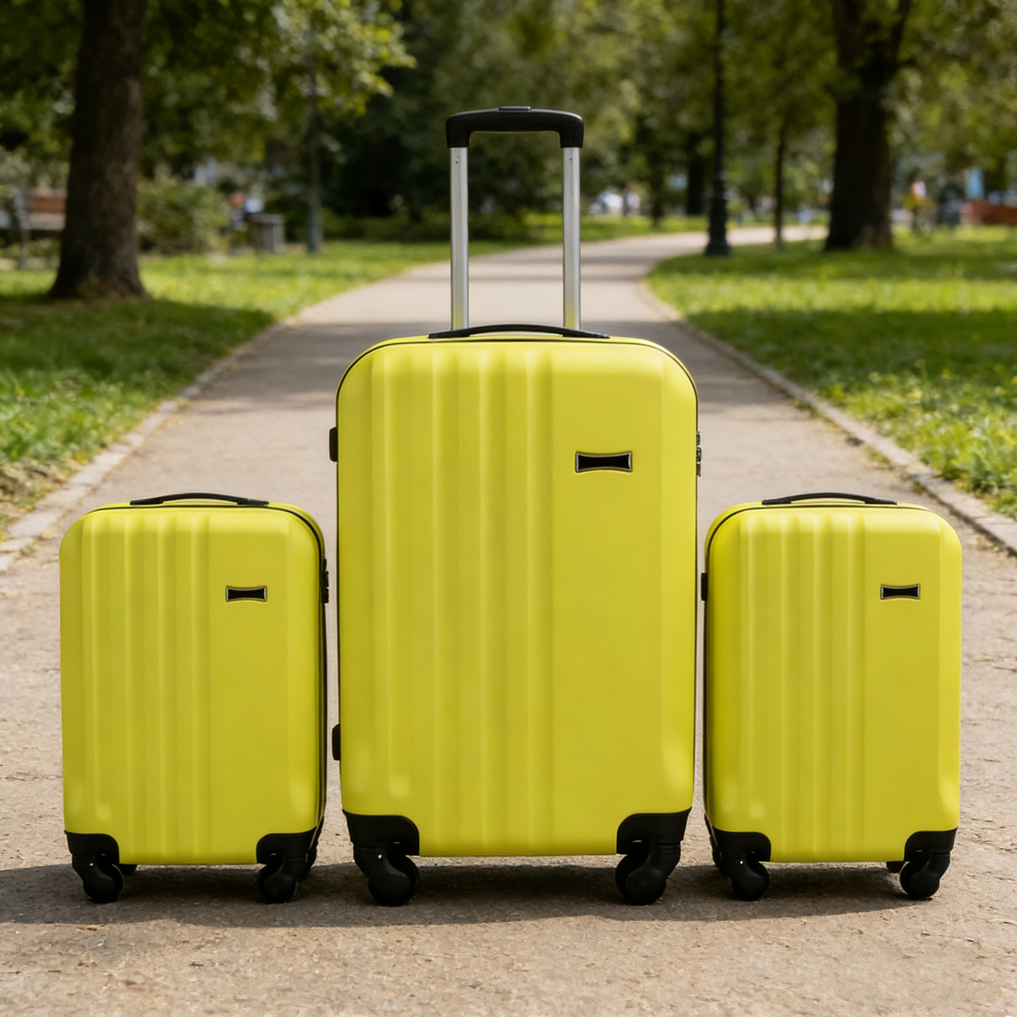 3-Piece Bright Yellow ABS Hardshell Luggage Set with Spinner Wheels – Lightweight Travel Suitcase (20/24/28 Inch)