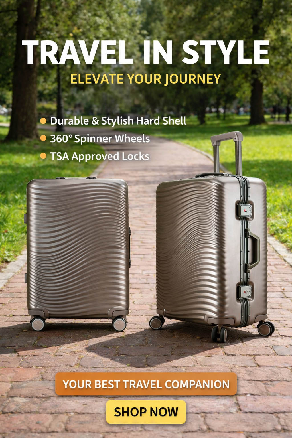 Stylish Aluminum Frame Suitcase with Smooth Spinner Wheels