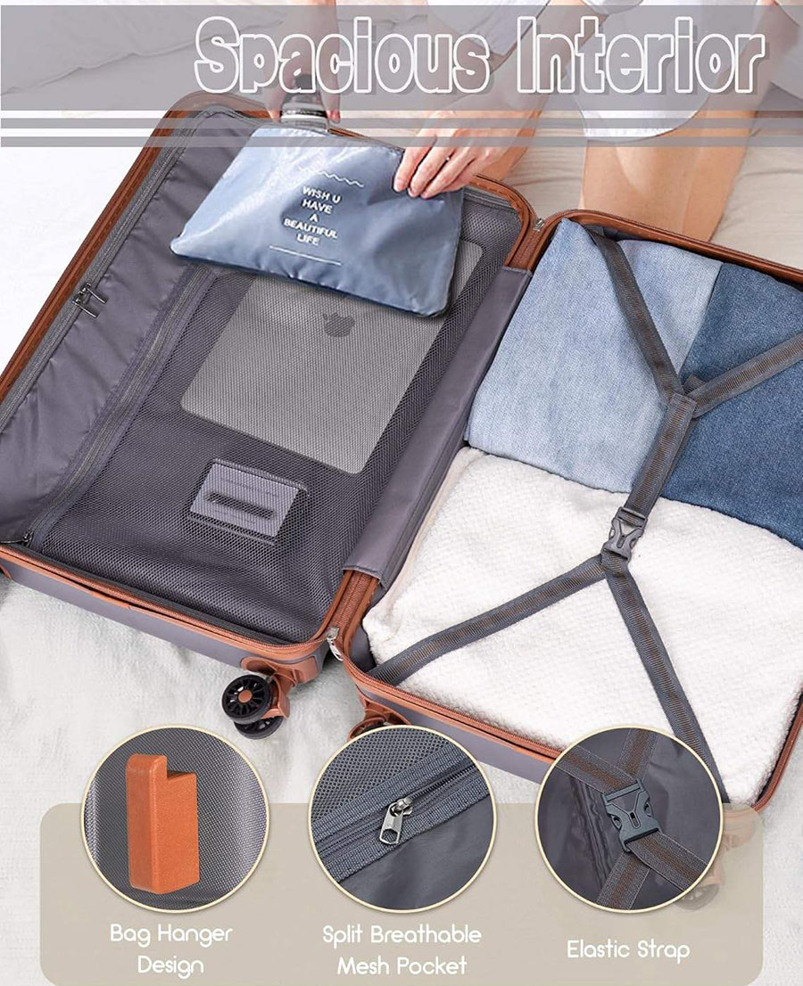 OEM Lightweight ABS+PC Blended Hard Shell Luggage Set with TSA Lock – 4 Piece Travel Suitcase Collection
