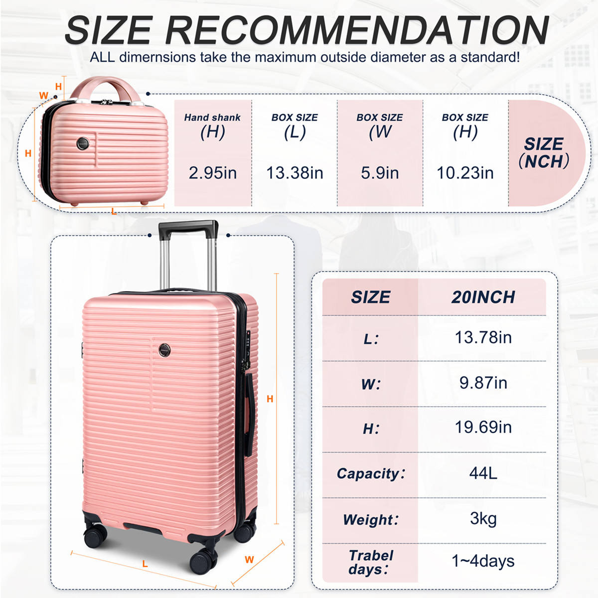 Lightweight Durable Large Capacity Hard Shell Travel Luggage