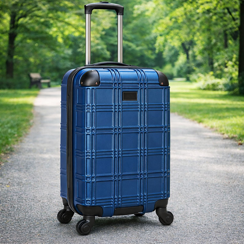 durable expandable spinner carry on suitcase in dark blue durable expandable spinner carry on suitcase in dark blue