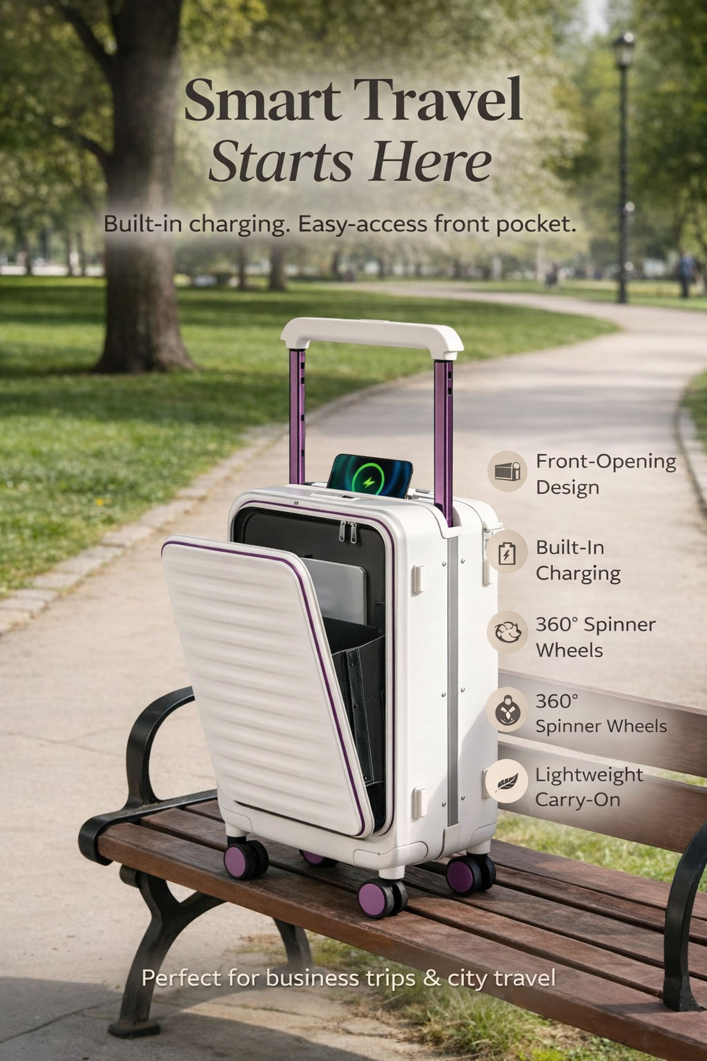 Large Capacity Front-Open Laptop Carry Travel Luggage