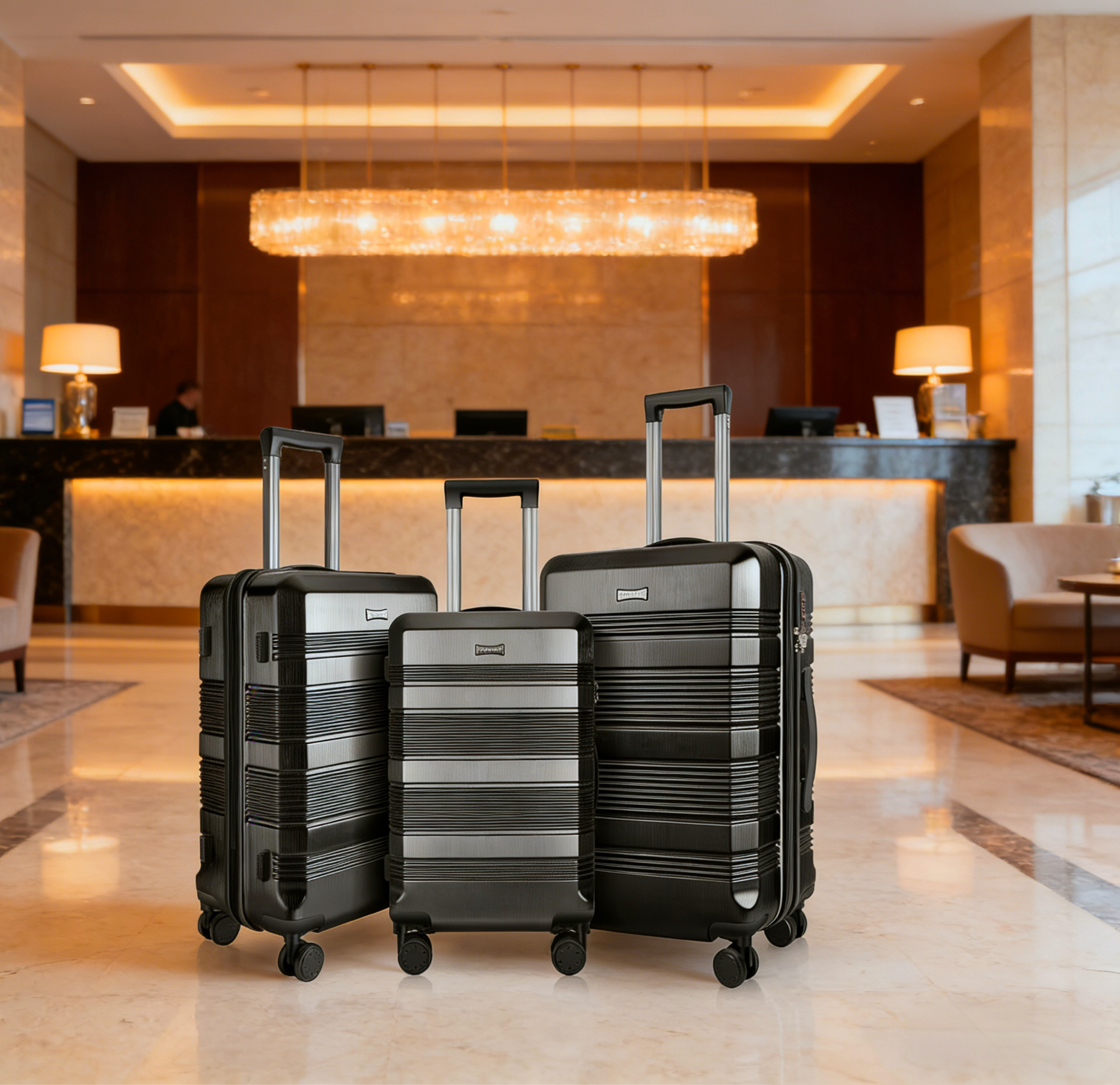 Brushed 3-Piece Spinner Suitcase Set with TSA Locks and Expandable Storage – Lightweight Travel Luggage