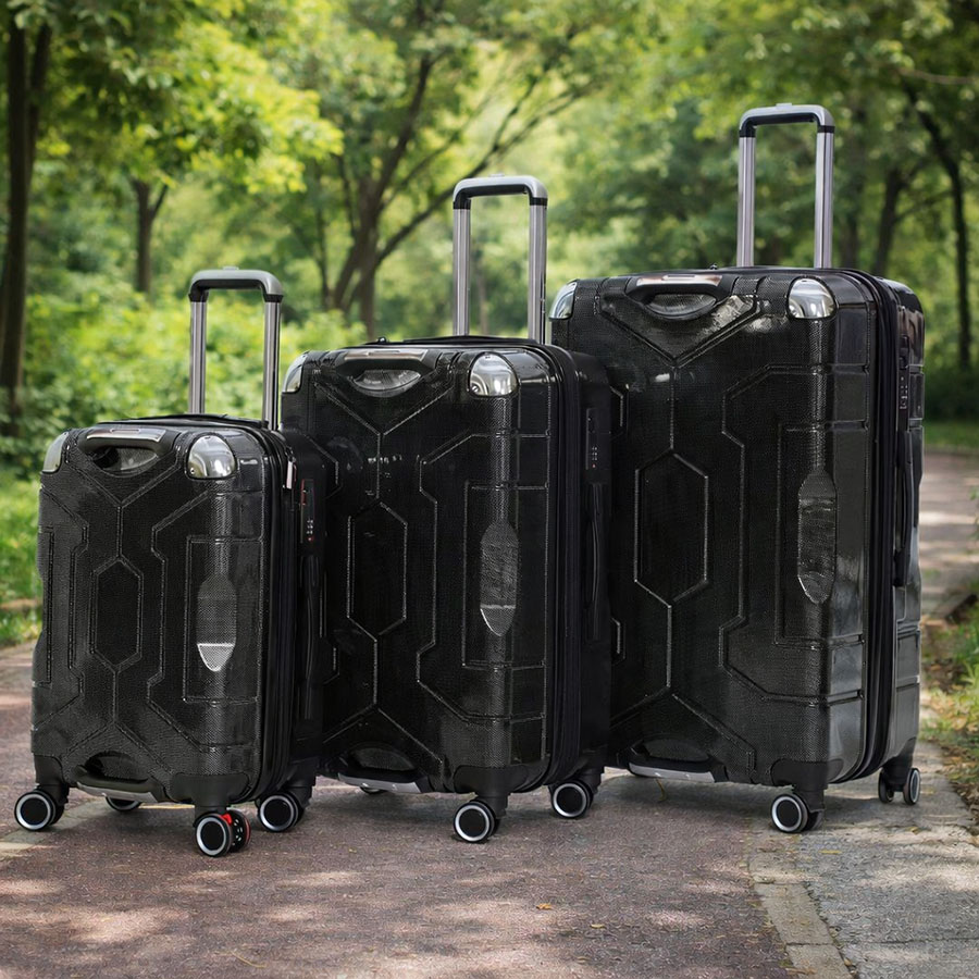 3-Piece ABS Hardshell Luggage Set with Spinner Wheels, Lightweight Durable Travel Suitcase Set