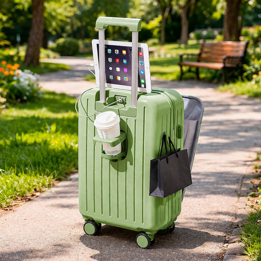 Expandable Hardshell Carry On Luggage with USB Port, TSA Lock & Spinner Wheels, Front Pocket