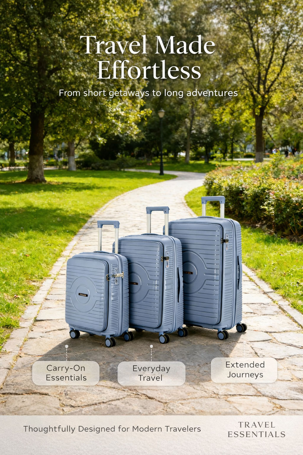 Stylish Front-Open Laptop Access PP Hard Shell Luggage