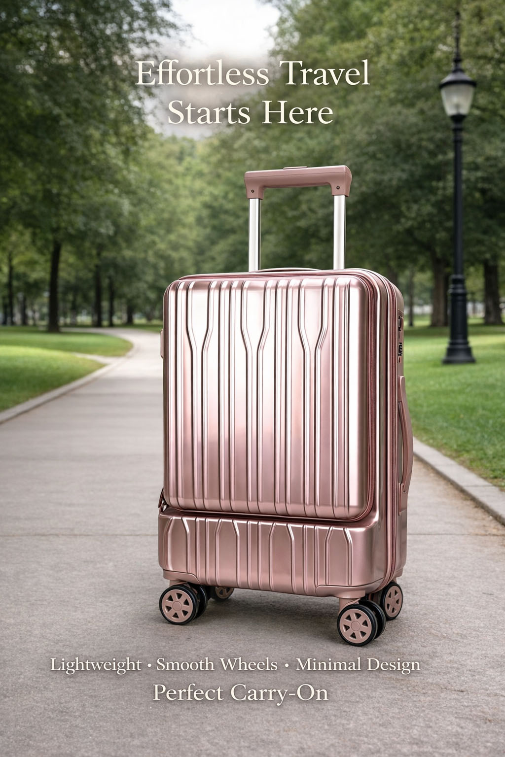 Front-Open PP Hard Shell Laptop Access 8-Wheel Luggage
