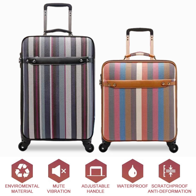 Stylish Striped Vintage Lightweight Travel Durable Suitcase