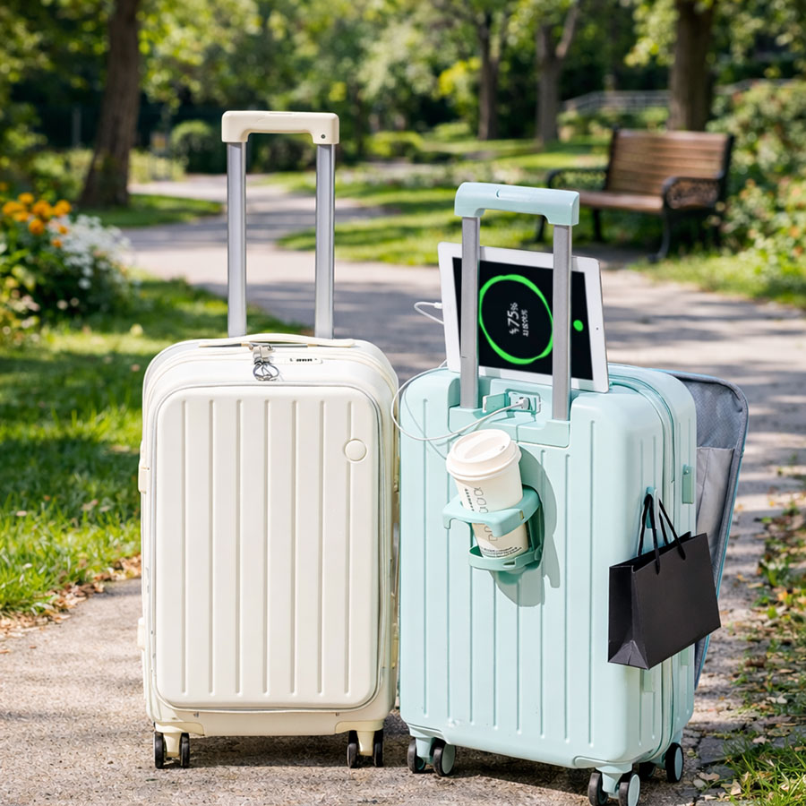 Expandable Hardshell Carry On Luggage with USB Port, TSA Lock & Spinner Wheels, Front Pocket