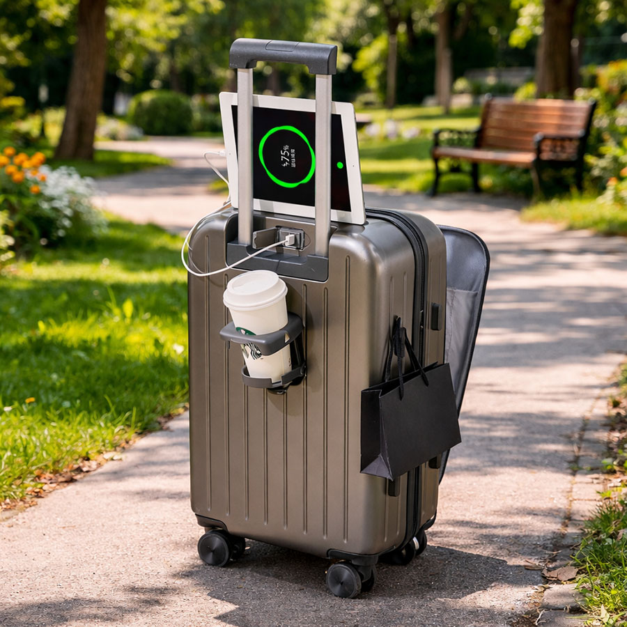Expandable Hardshell Carry On Luggage with USB Port, TSA Lock & Spinner Wheels, Front Pocket