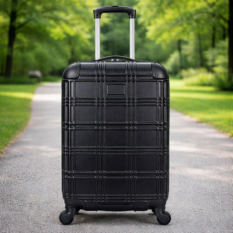 hard case expandable travel trolley case in black hard case expandable travel trolley case in black