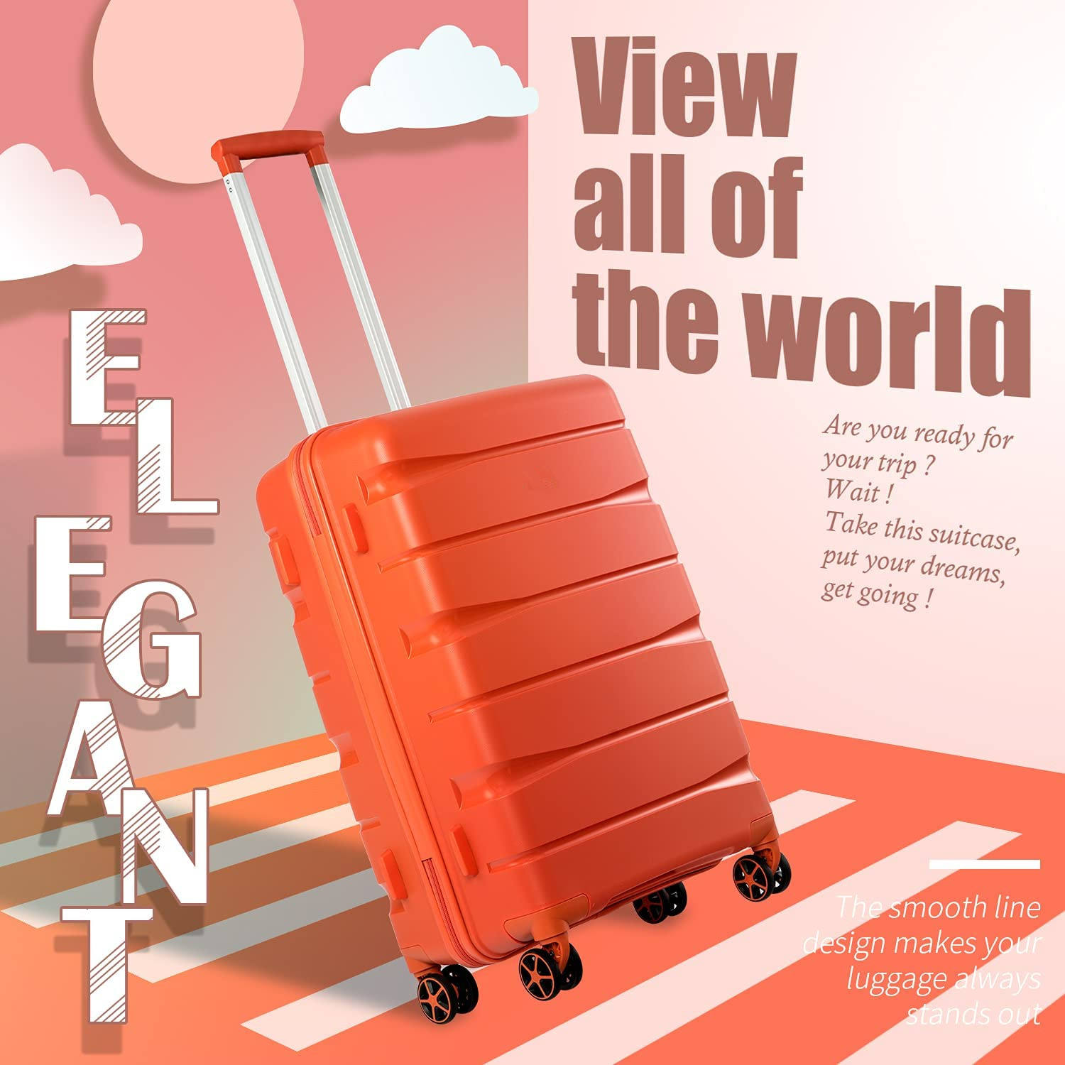 New Design PP Material Lightweight Spinner Suitcase