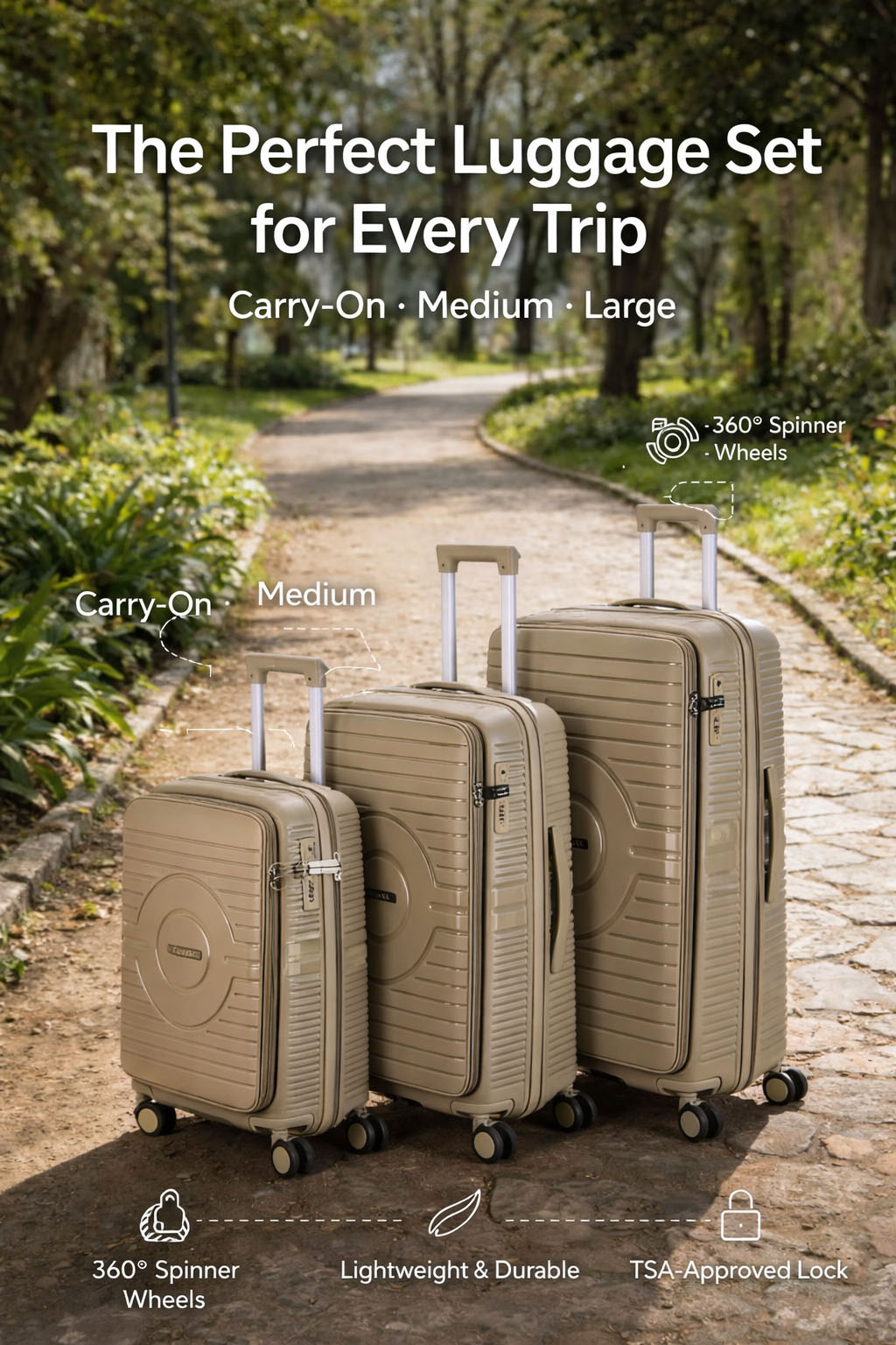 Stylish Front-Open Laptop Access PP Hard Shell Luggage