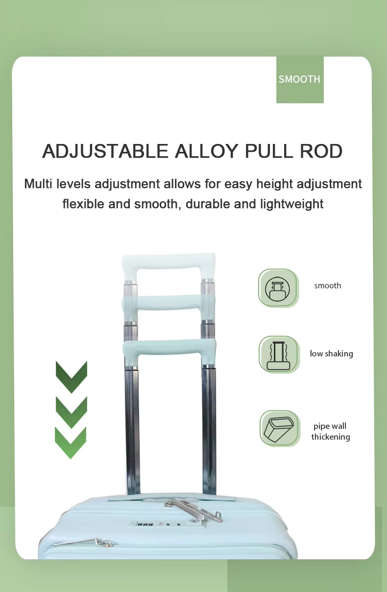 hard shell spinner suitcase with reinforced edges, adjustable alloy pull rod,multi levels adjustment allows for easy height adjustment flexible and smooth,durable and lightweight,