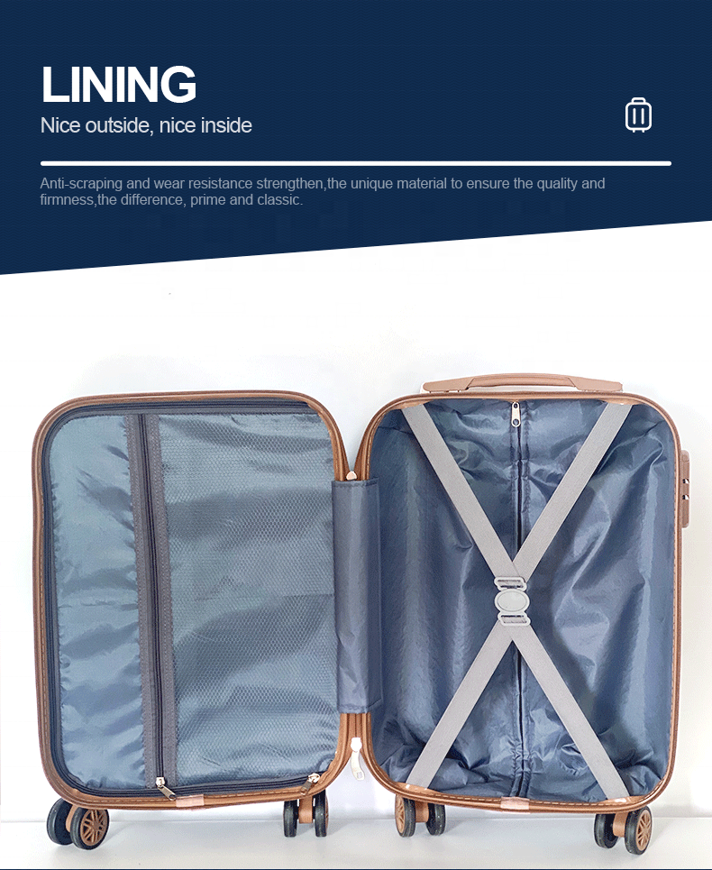 hard shell suitcase set with compression straps,spacious interior,nice lining inside