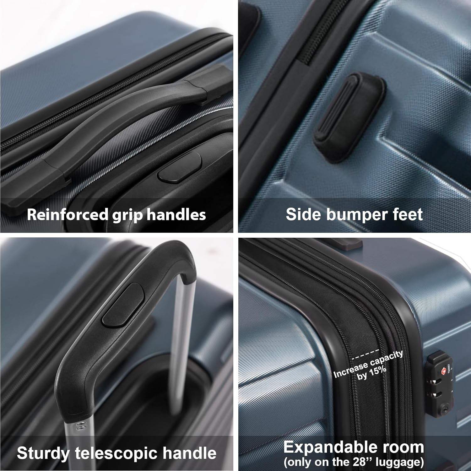 Expandable Large Capacity Modern Design 3-Piece Luggage Set