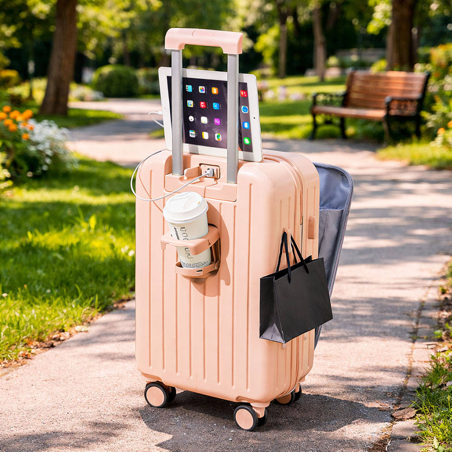 Expandable Hardshell Carry On Luggage with USB Port, TSA Lock & Spinner Wheels, Front Pocket