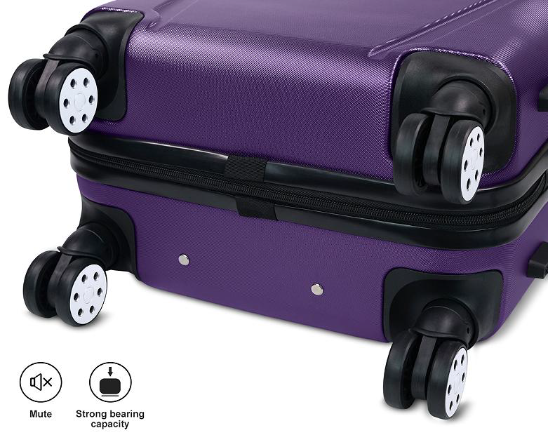 3-Piece Metallic Purple ABS Luggage Set with Spinner Wheels Lightweight Hard side Travel Suitcase 20/24/28/ Inch