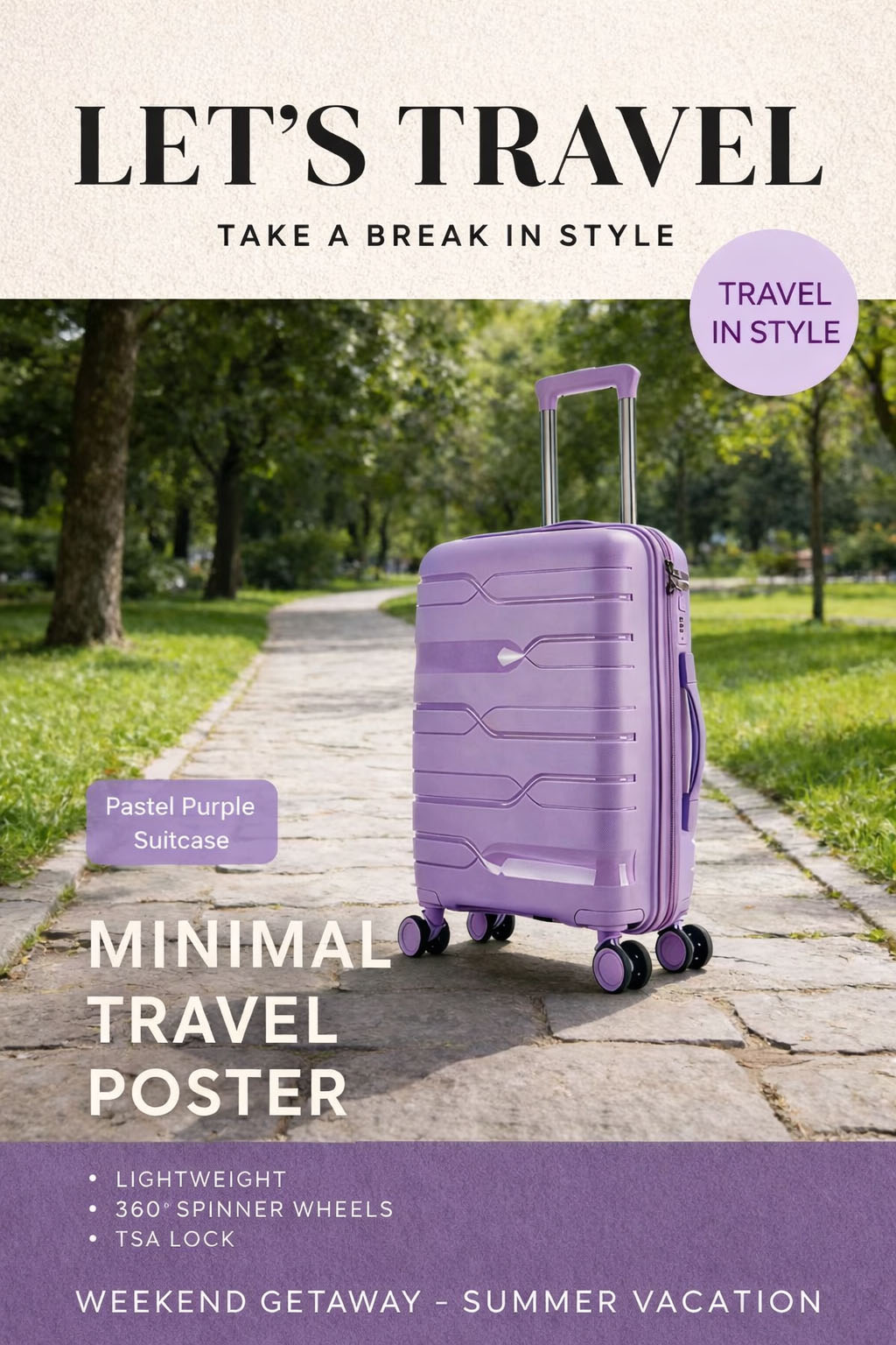 Lightweight PP Hard Shell Anti-Wear Travel Suitcase