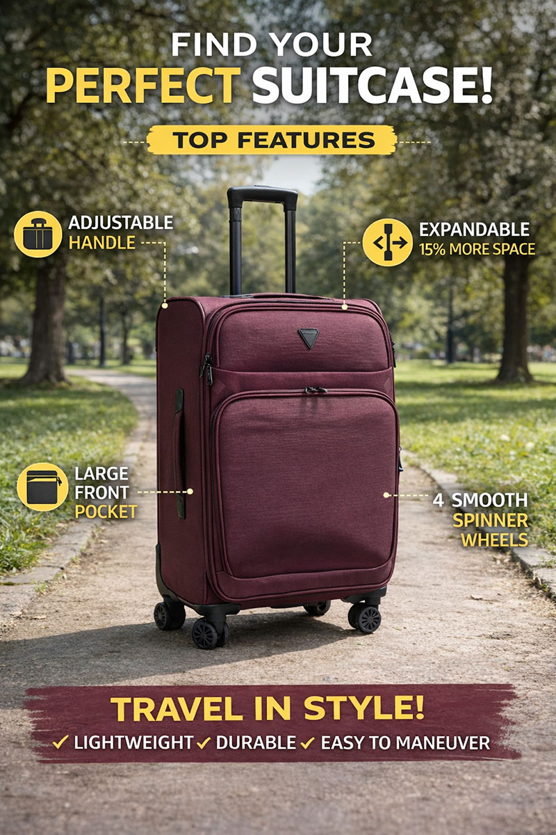 Soft Nylon Spinner Luggage Set 20 24 28 Inch 4 Wheel Suitcase