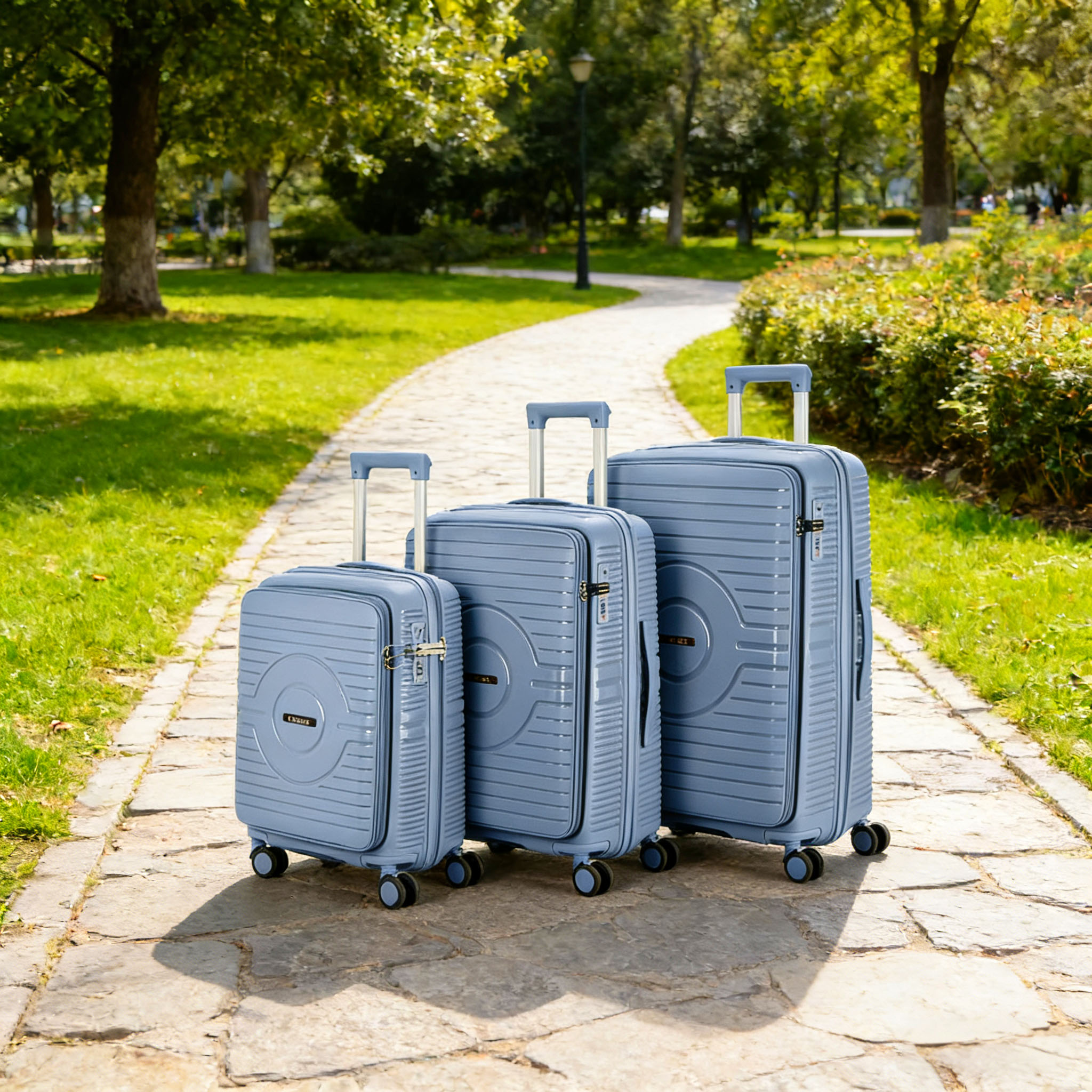 Stylish Front-Open Laptop Access PP Hard Shell Luggage
