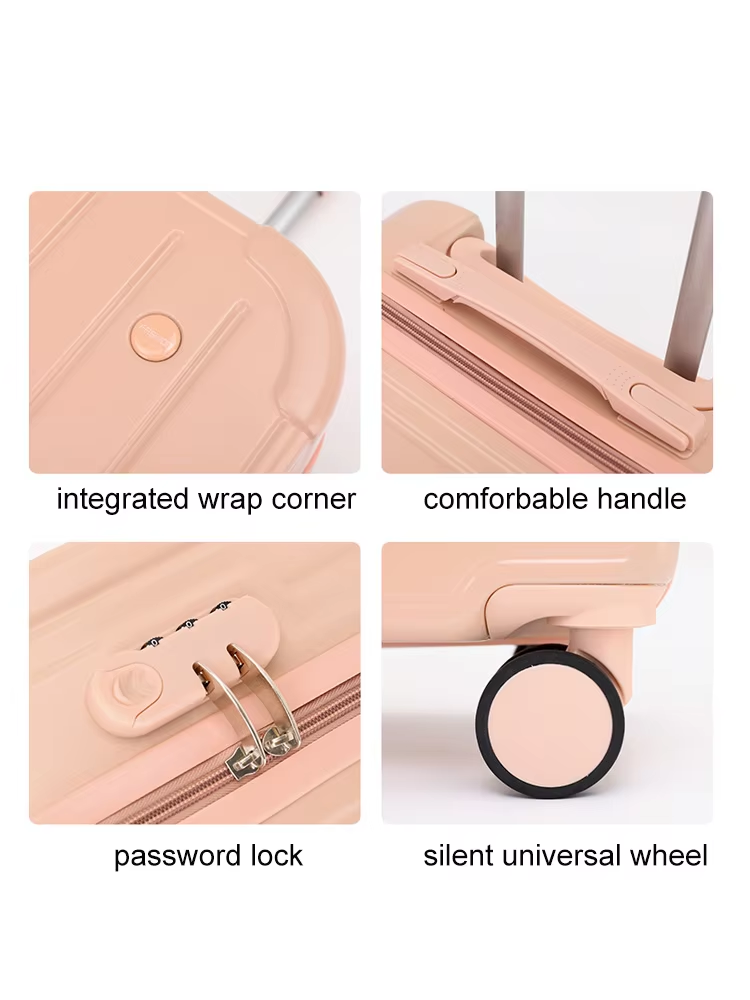 multdisplay of the product's various components of lightweight modern carry on suitcase