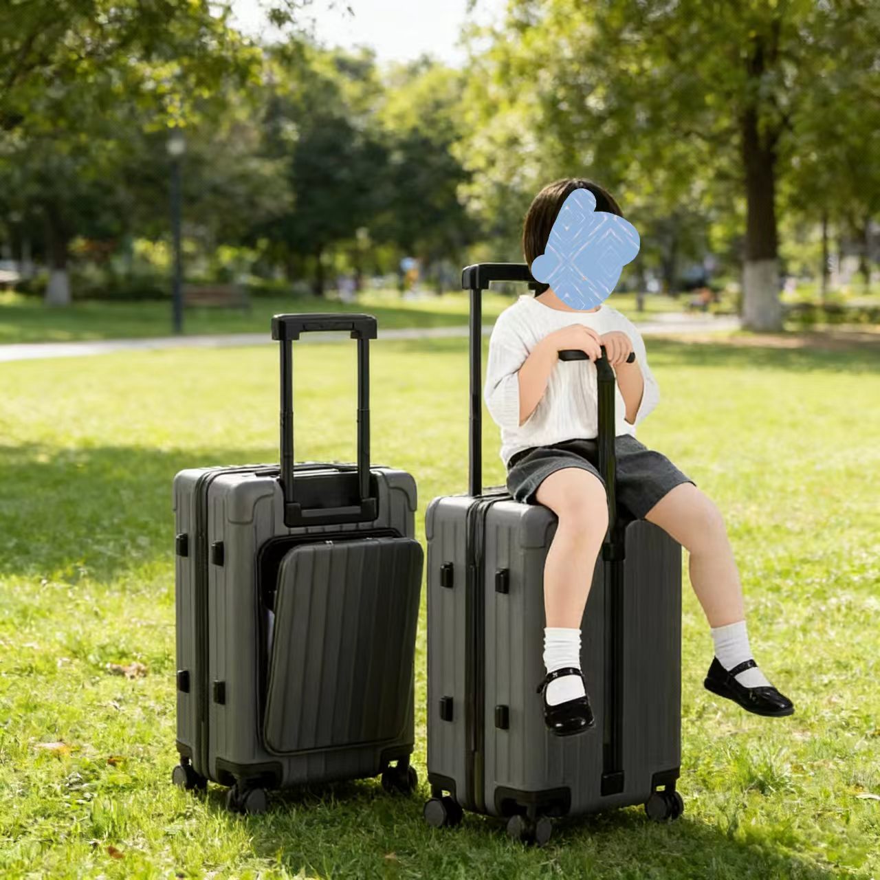 Commercial Travel Expandable Carry-On Luggage with Quick-Access Front Compartment & TSA Lock