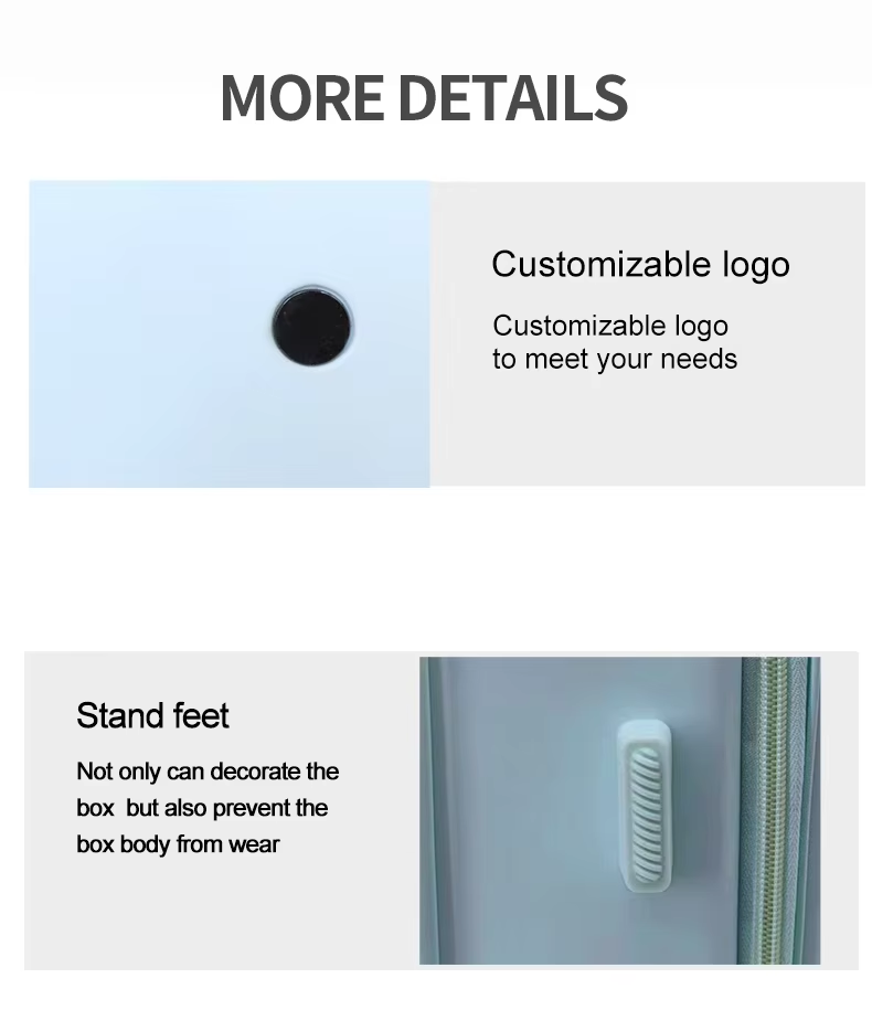 lightweight spinner suitcase with adjustable handle height,customized logo to meet your needs.stand feet:not only can decorate the suitcase,but also prevent the box body from wear