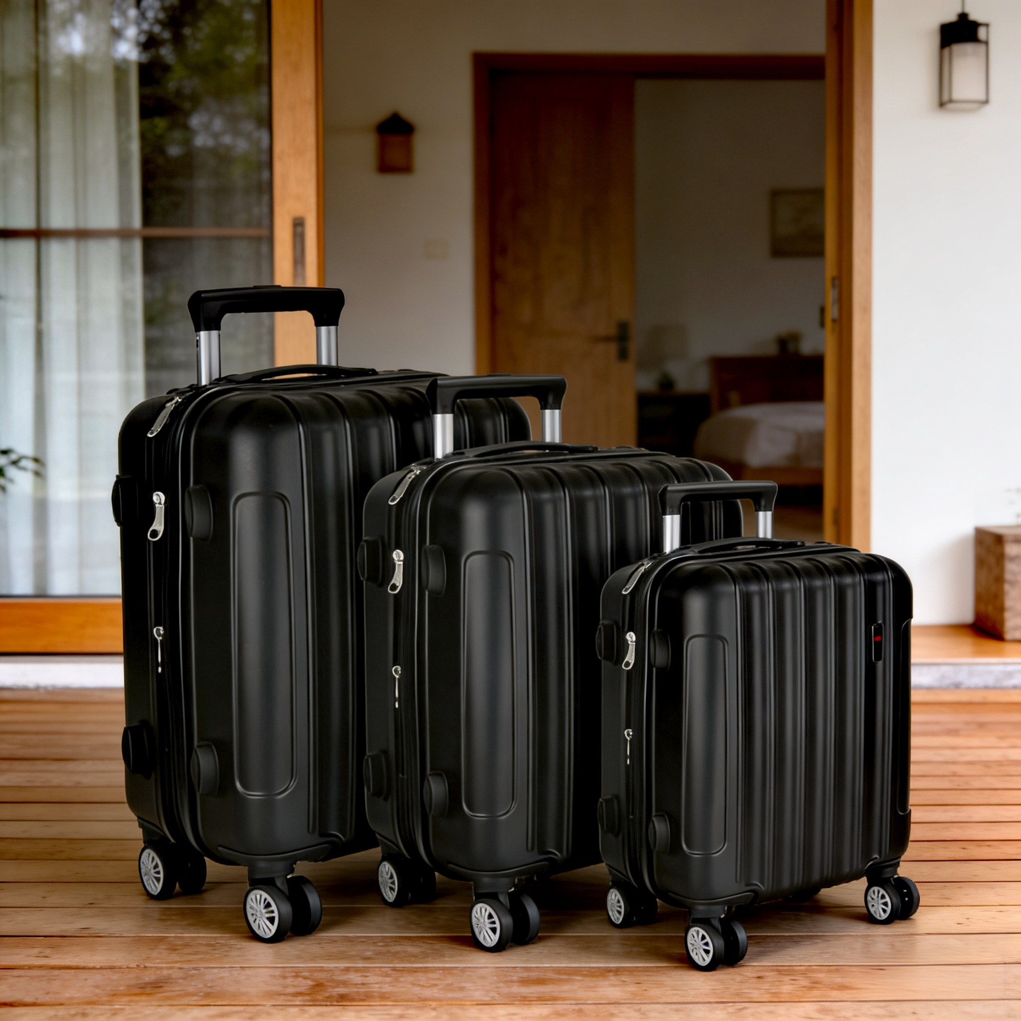 3-Piece Spinner Wheels Durable Expandable Hard Shell Luggage Set
