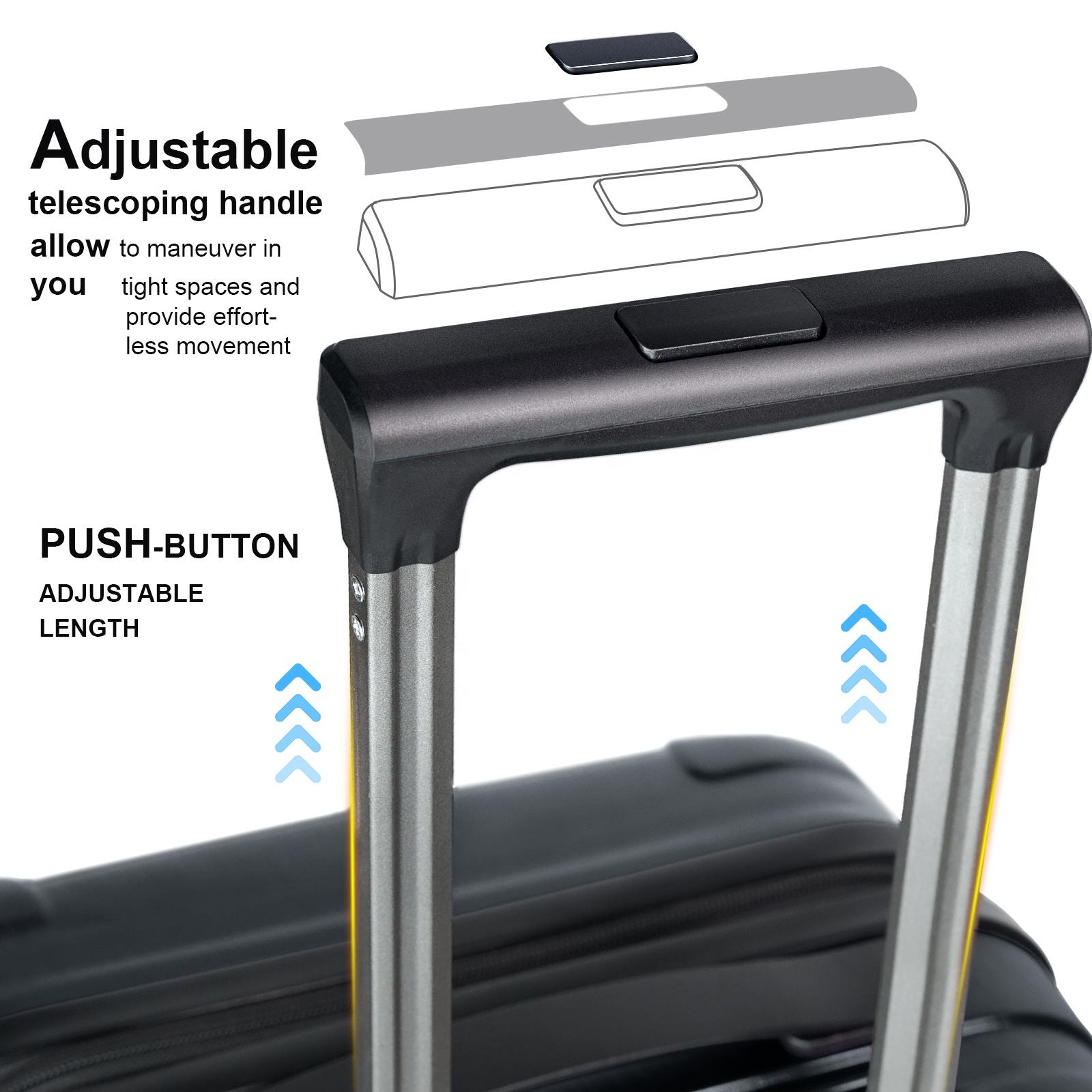 3PCS Lightweight ABS Suitcase Set – Hard Shell Luggage with 360° Spinner Wheels