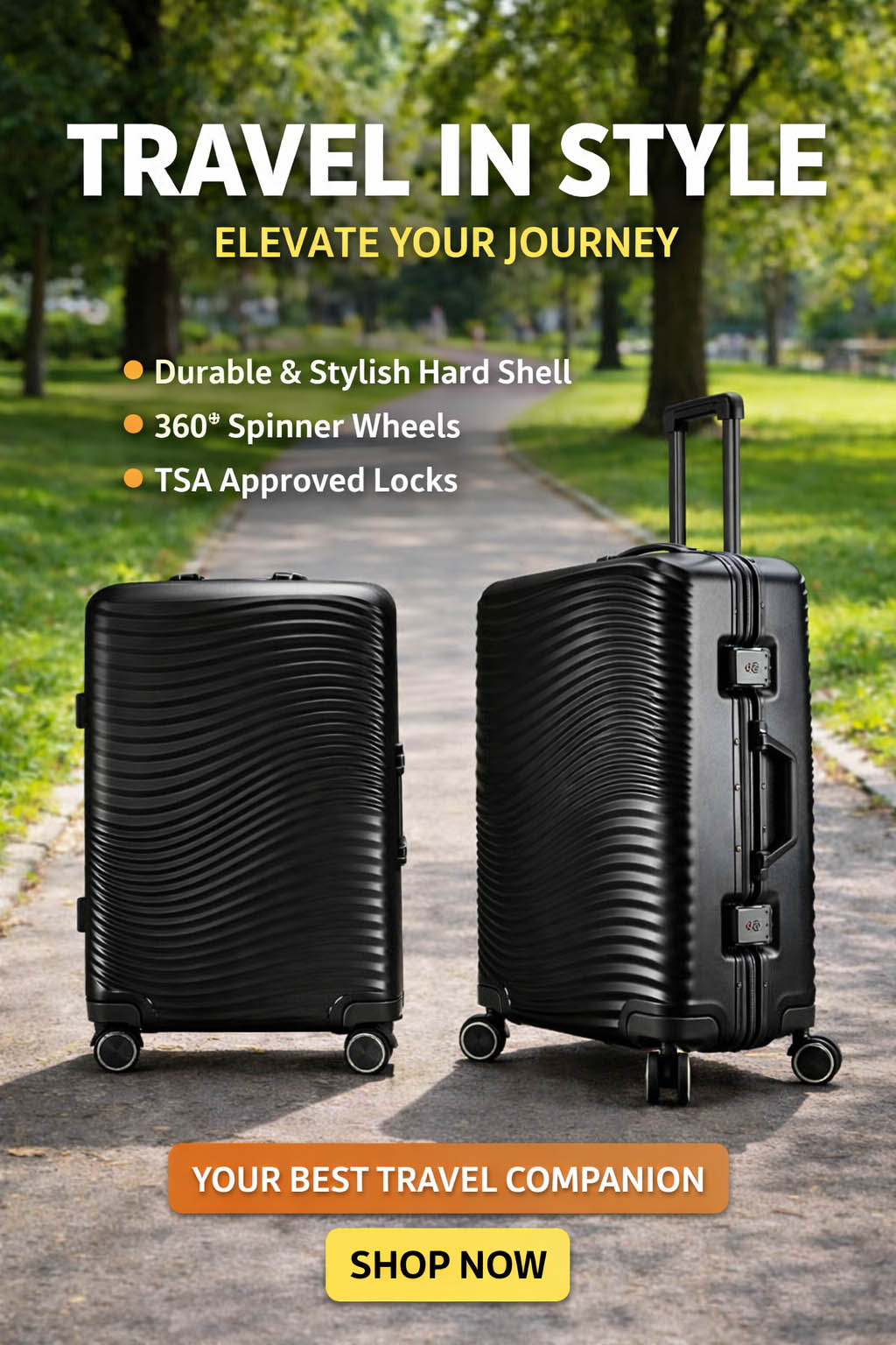 Stylish Aluminum Frame Suitcase with Smooth Spinner Wheels