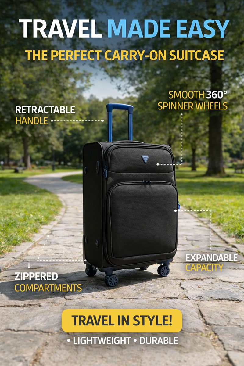 Soft Nylon Spinner Luggage Set 20 24 28 Inch 4 Wheel Suitcase