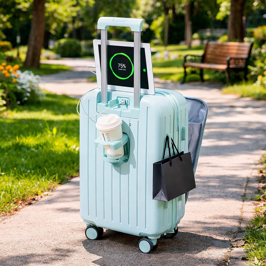 Expandable Hardshell Carry On Luggage with USB Port, TSA Lock & Spinner Wheels, Front Pocket