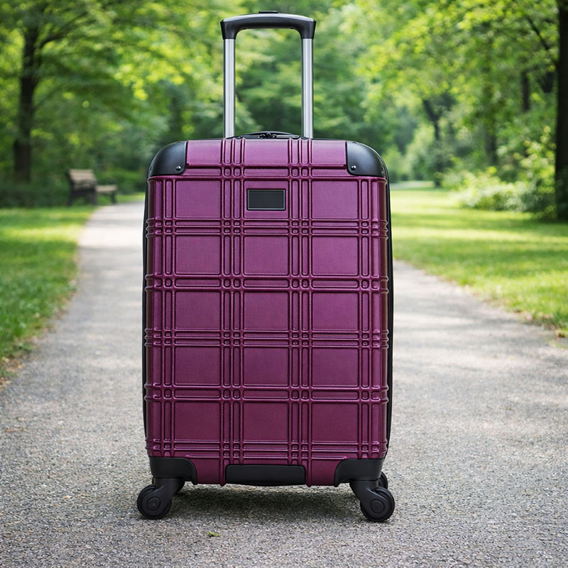 polycarbonate expandable carry on bag in purple polycarbonate expandable carry on bag in purple