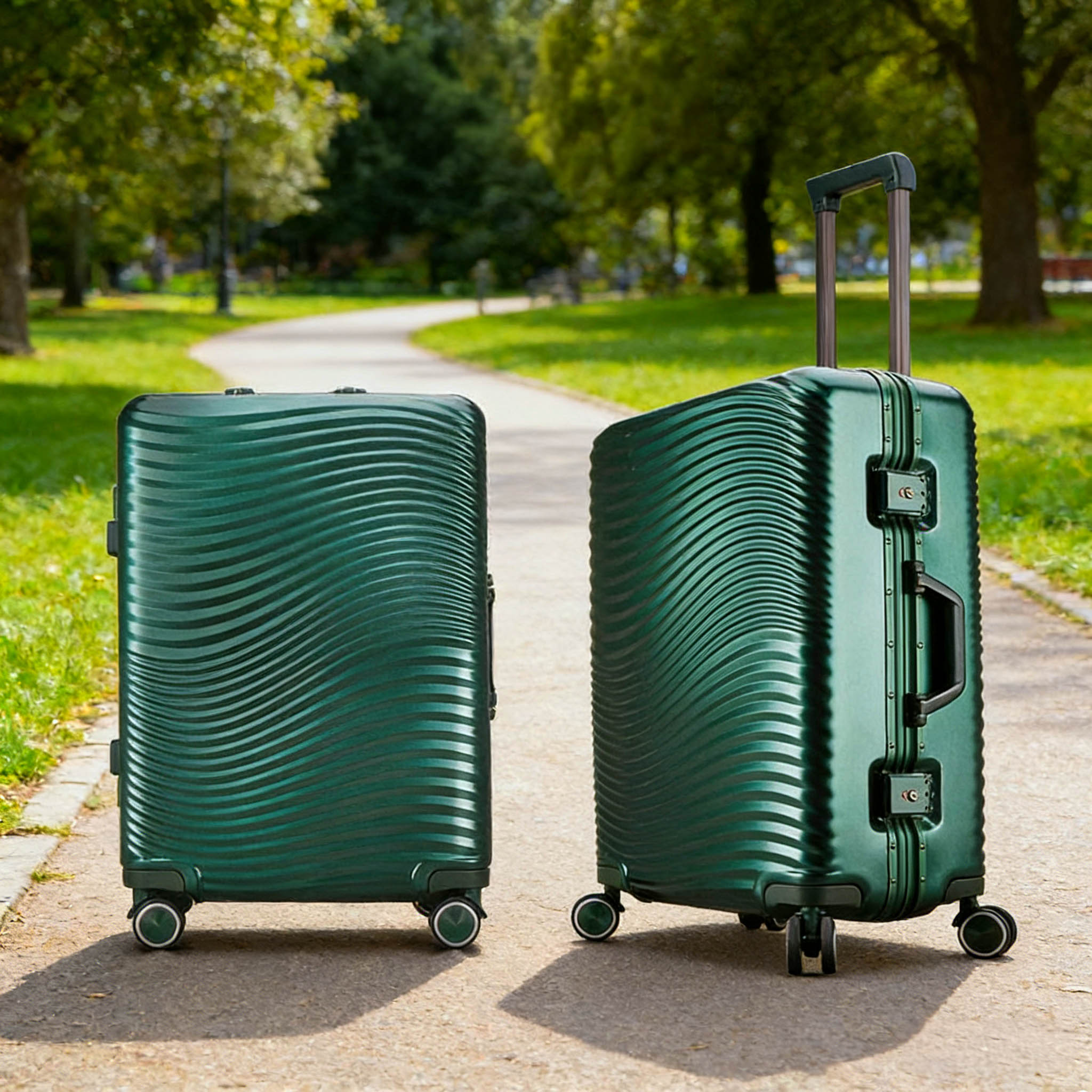 Durable Hard Shell Stylish Aluminum Frame Suitcase with Smooth Spinner Wheels