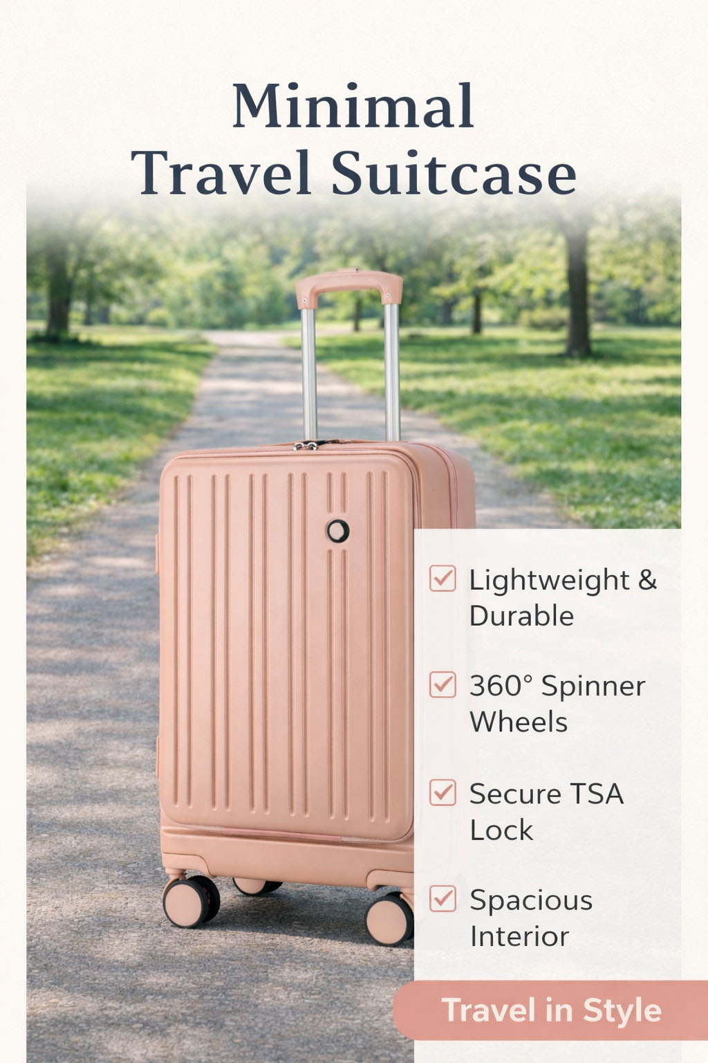 roomy hard shell luggage – spacious hard case luggage,Minimal travel suitcase in style,lightweight & durable,360 degree spinner wheels,secure TSA lock,spacious interior