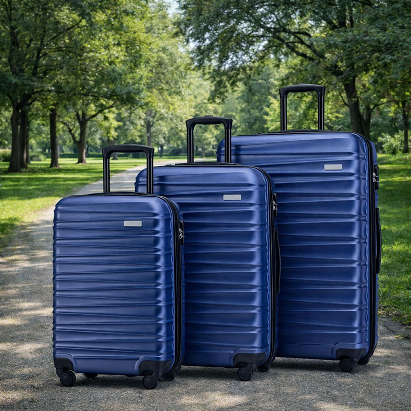 scratch resistant hard luggage in blue scratch resistant hard luggage in blue