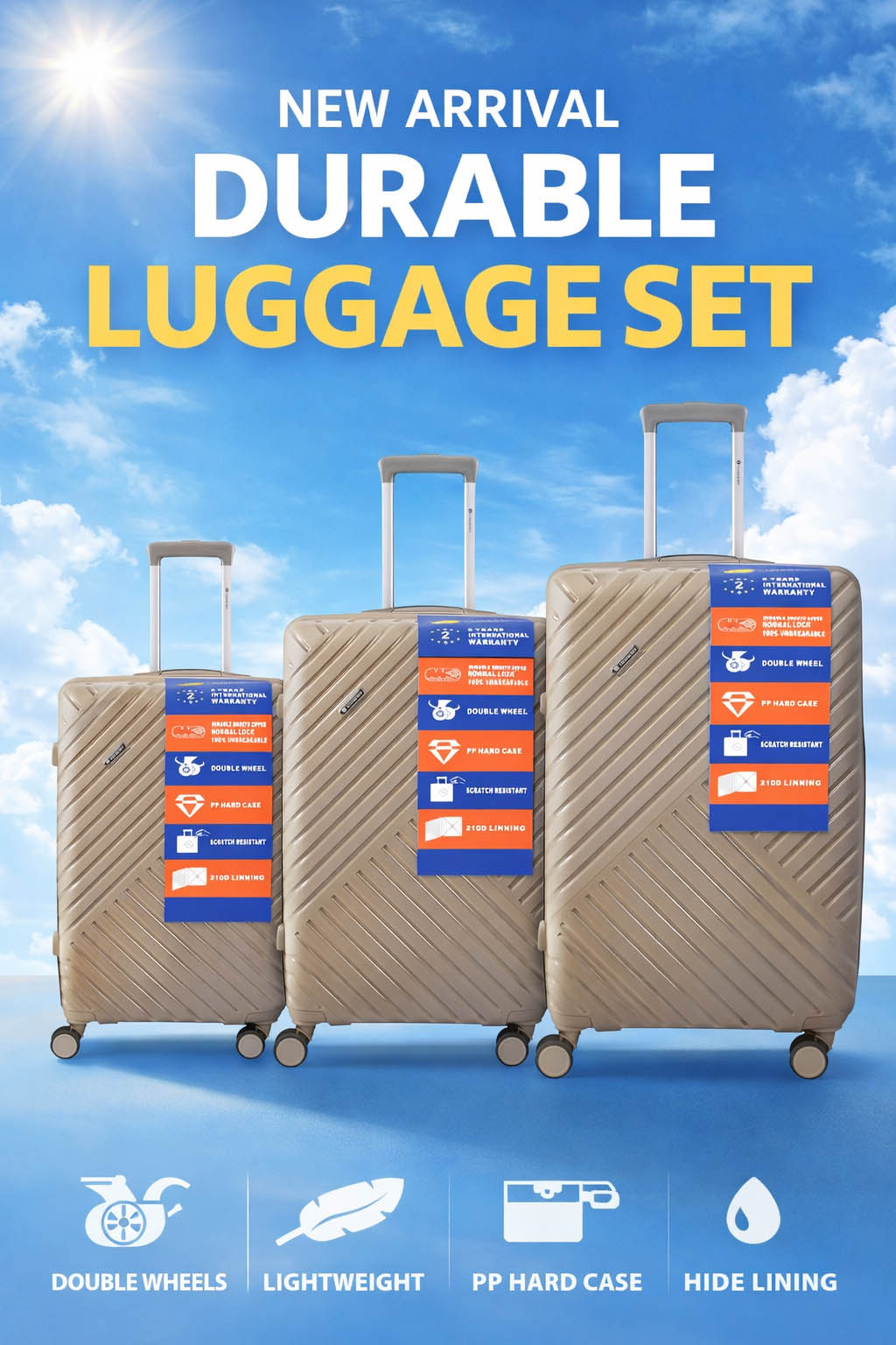 Lightweight Durable Travel Luggage Set with Spinner Wheels