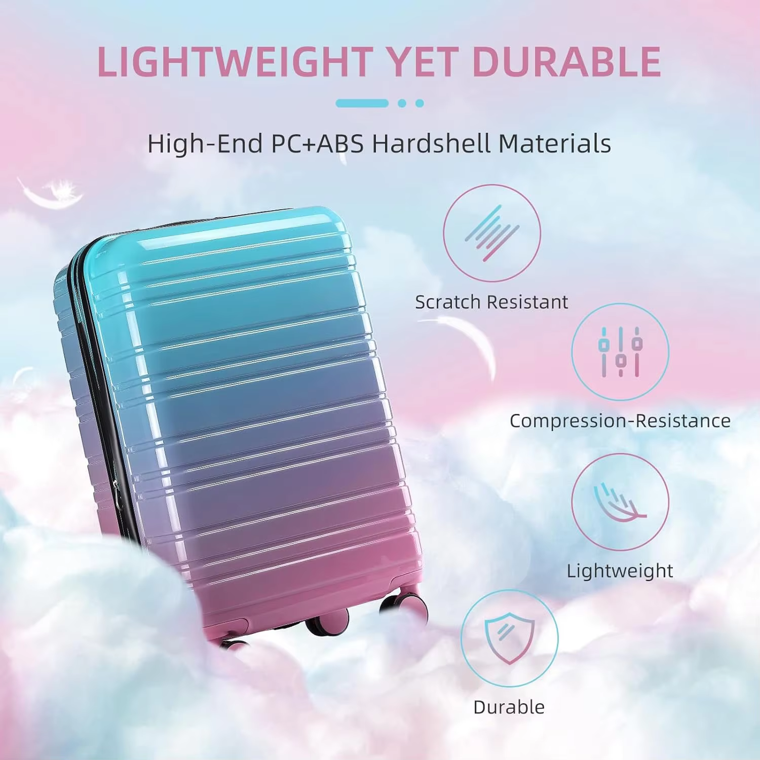6-Piece Gradient Luggage Set – Stylish Hard Shell Suitcases with Handbag and Travel Bag