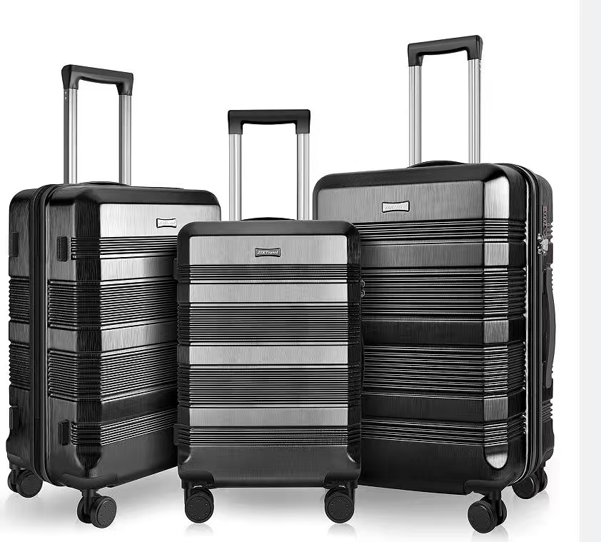 Brushed 3-Piece Spinner Suitcase Set with TSA Locks and Expandable Storage – Lightweight Travel Luggage