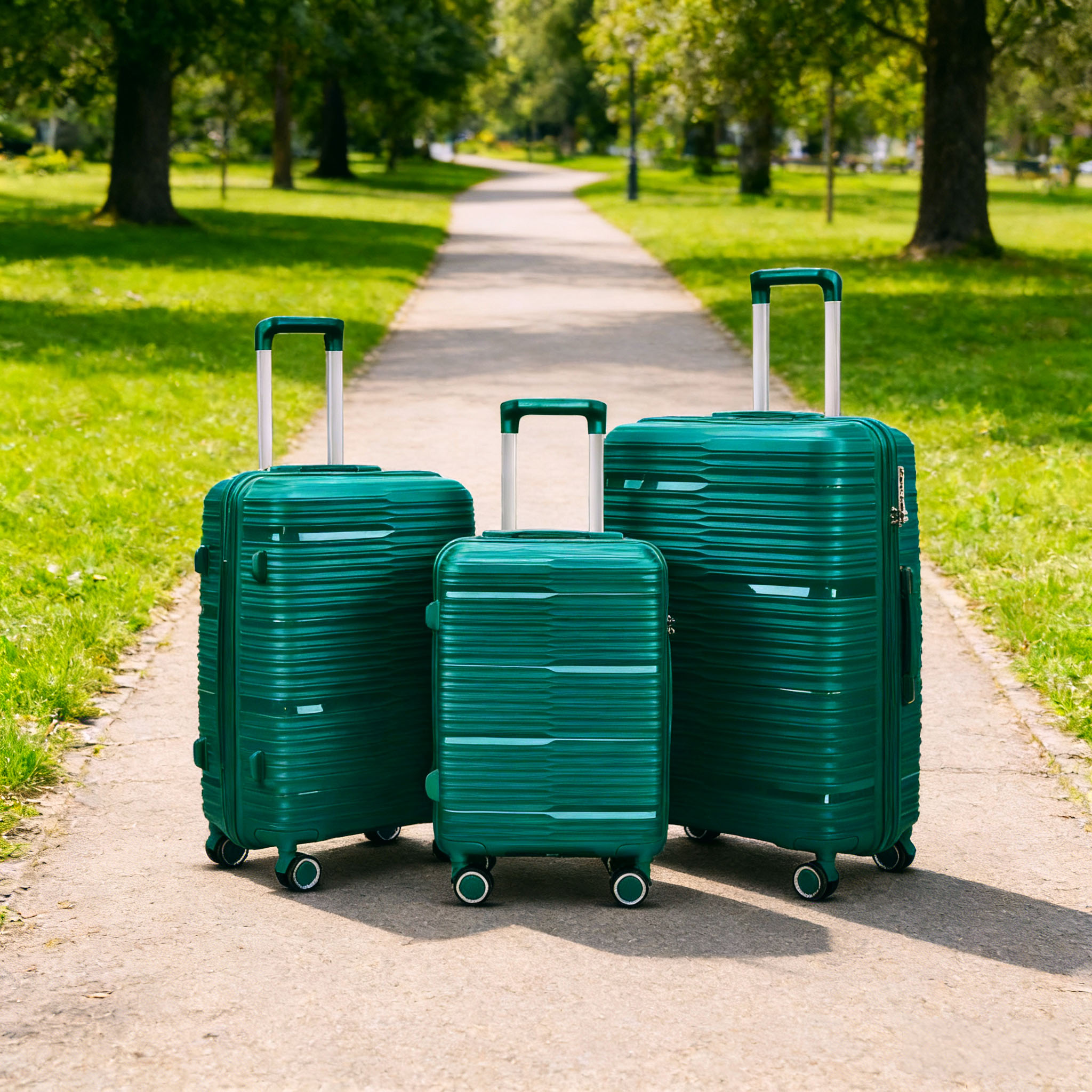 Lightweight duarable 100% PP Shell 3-Piece Set Travel Luggage