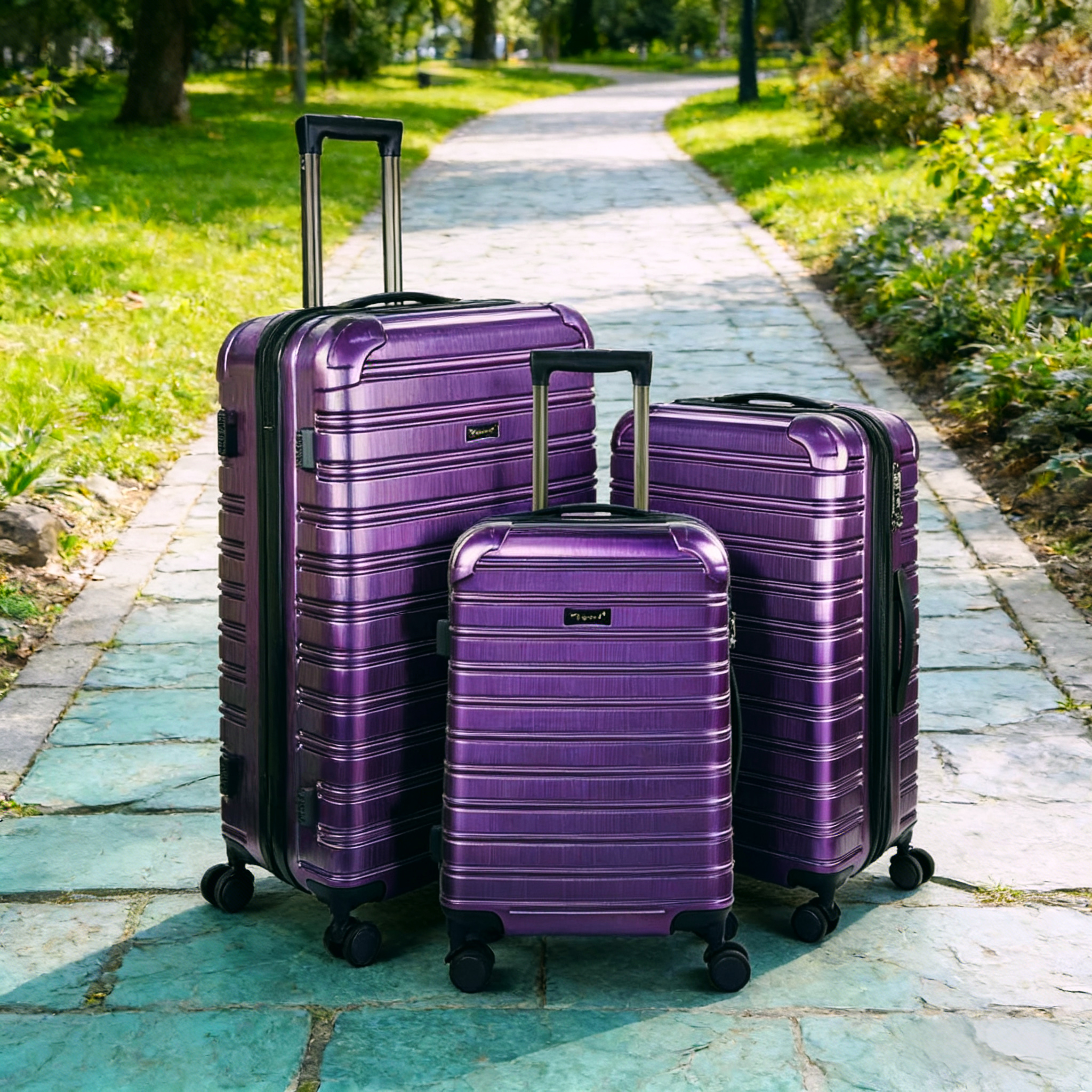 3PCS Lightweight ABS Suitcase Set – Hard Shell Luggage with 360° Spinner Wheels