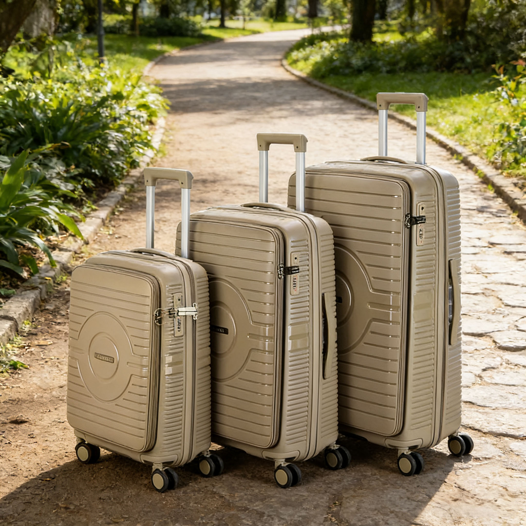 Stylish Front-Open Laptop Access PP Hard Shell Luggage