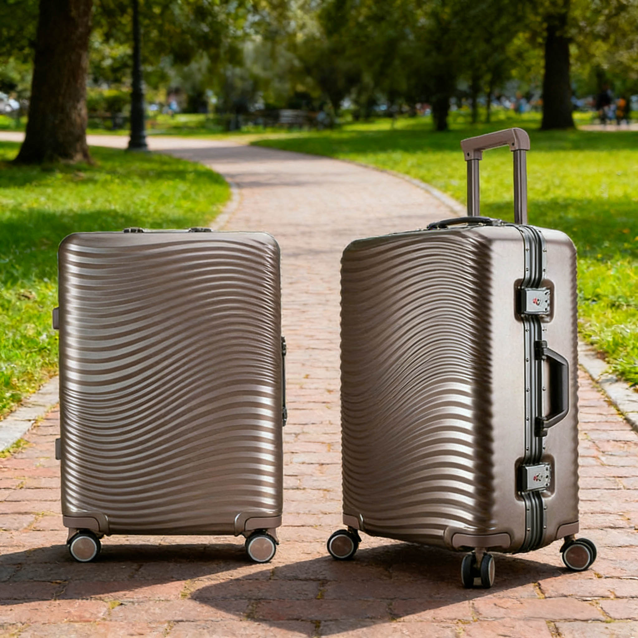 Durable Hard Shell Stylish Aluminum Frame Suitcase with Smooth Spinner Wheels