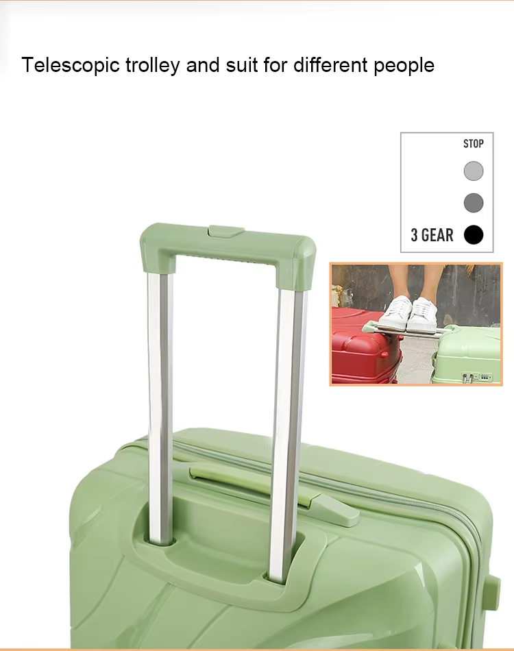 strong telescopic trolley  for different people of wide handle spinner luggage set