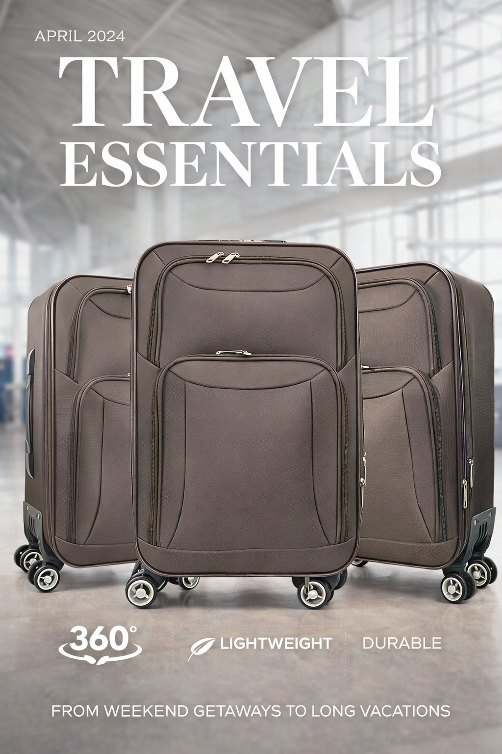 3-Piece Lightweight Expandable Travel Luggage Set